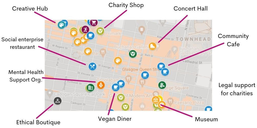 Glasgow social impact map glasgow by appymaps